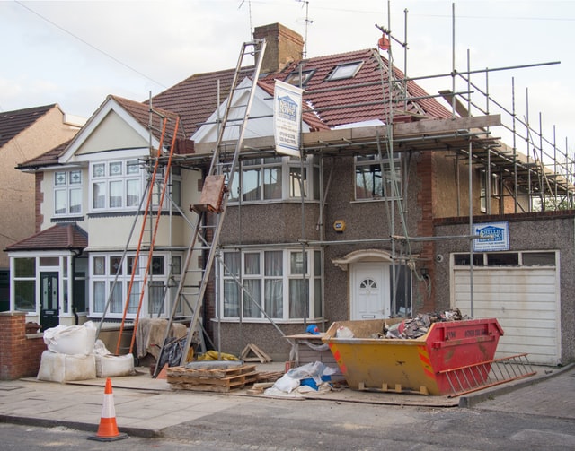 House being remodelled with scaffolding